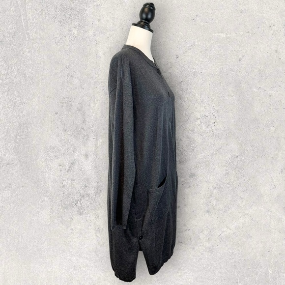 J. Jill Gray Cardigan Sweater Longline Duster Wool Blend Long Sleeve M - Picture 6 of 13